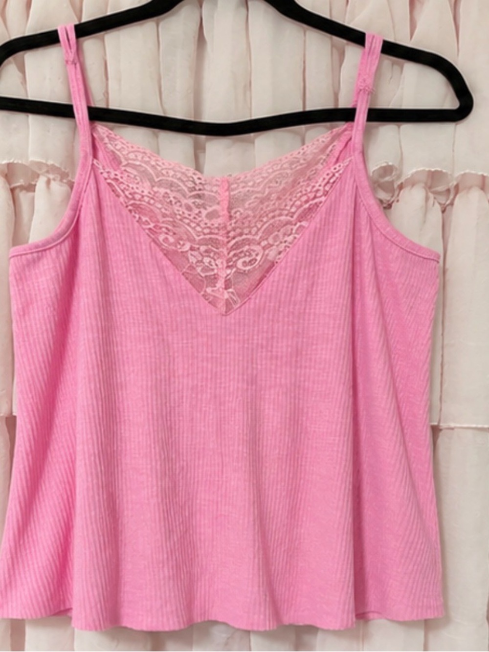 POL Pink Lace-Trim Cami Top - Women's
